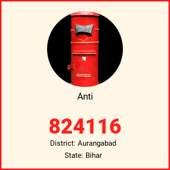 Anti pin code, district Aurangabad in Bihar