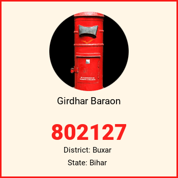 Girdhar Baraon pin code, district Buxar in Bihar