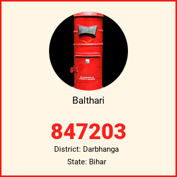 Balthari pin code, district Darbhanga in Bihar