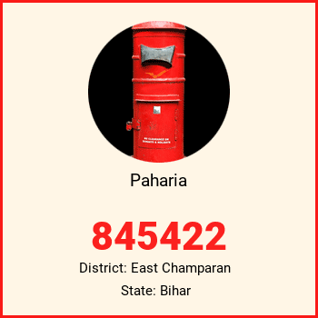 Paharia pin code, district East Champaran in Bihar