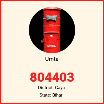 Umta pin code, district Gaya in Bihar