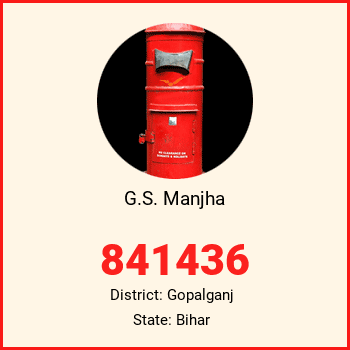 G.S. Manjha pin code, district Gopalganj in Bihar