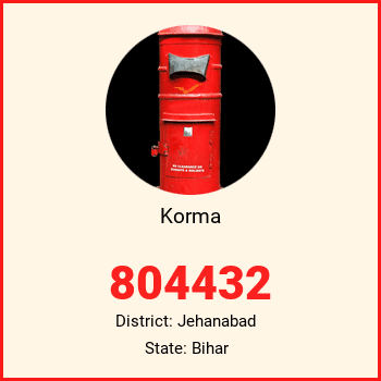 Korma pin code, district Jehanabad in Bihar