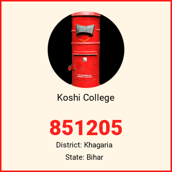 Koshi College pin code, district Khagaria in Bihar