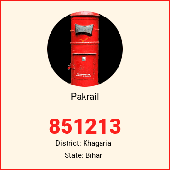 Pakrail pin code, district Khagaria in Bihar