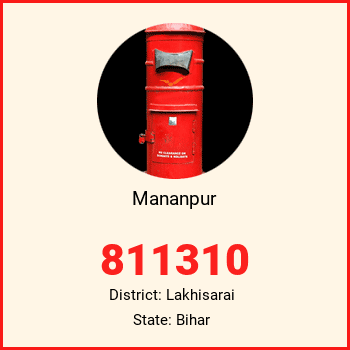 Mananpur pin code, district Lakhisarai in Bihar