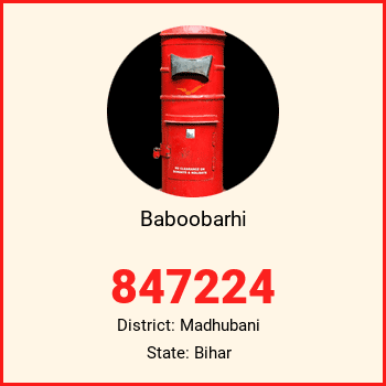 Baboobarhi pin code, district Madhubani in Bihar