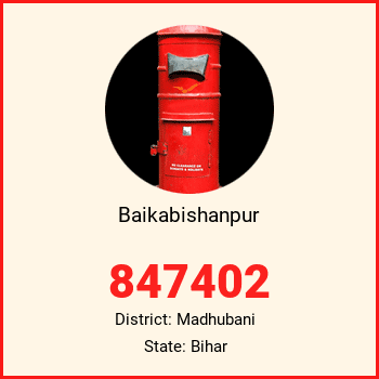 Baikabishanpur pin code, district Madhubani in Bihar