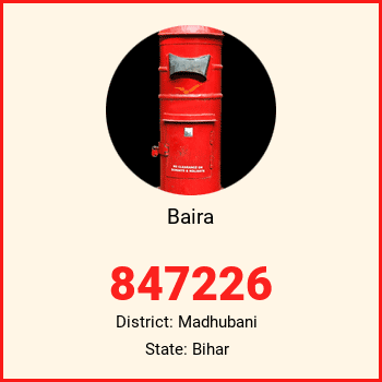 Baira pin code, district Madhubani in Bihar