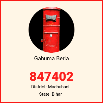 Gahuma Beria pin code, district Madhubani in Bihar
