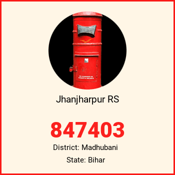 Jhanjharpur RS pin code, district Madhubani in Bihar