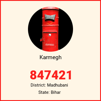 Karmegh pin code, district Madhubani in Bihar