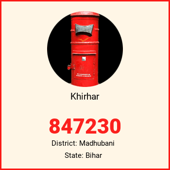 Khirhar pin code, district Madhubani in Bihar