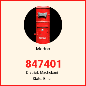 Madna pin code, district Madhubani in Bihar