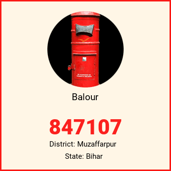 Balour pin code, district Muzaffarpur in Bihar