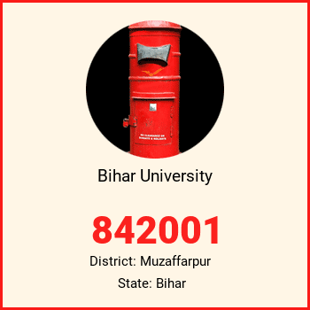 Bihar University pin code, district Muzaffarpur in Bihar