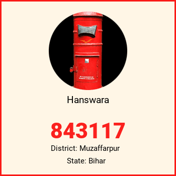 Hanswara pin code, district Muzaffarpur in Bihar