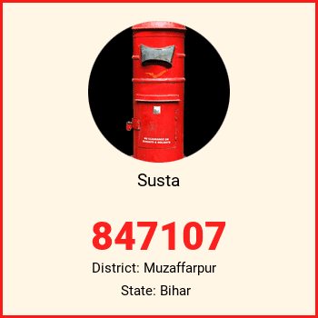 Susta pin code, district Muzaffarpur in Bihar