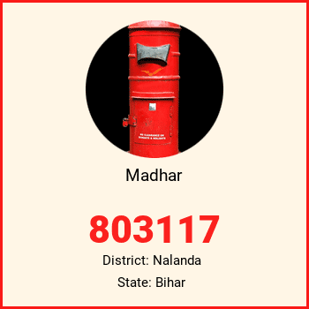 Madhar pin code, district Nalanda in Bihar