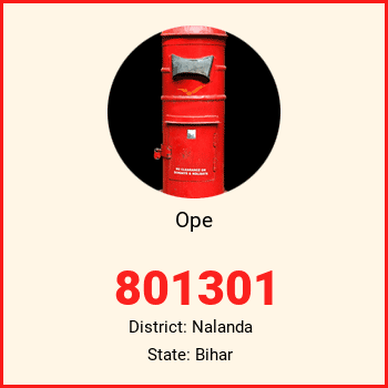 Ope pin code, district Nalanda in Bihar