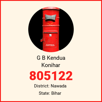 G B Kendua Konihar pin code, district Nawada in Bihar