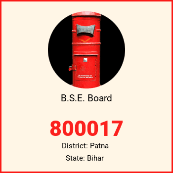 B.S.E. Board pin code, district Patna in Bihar