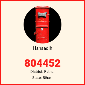 Hansadih pin code, district Patna in Bihar