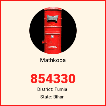 Mathkopa pin code, district Purnia in Bihar