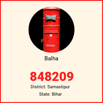 Balha pin code, district Samastipur in Bihar