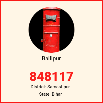 Ballipur pin code, district Samastipur in Bihar