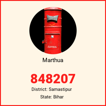 Marthua pin code, district Samastipur in Bihar