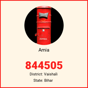 Arnia pin code, district Vaishali in Bihar