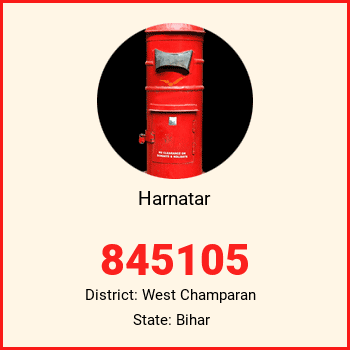 Harnatar pin code, district West Champaran in Bihar