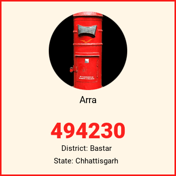 Arra pin code, district Bastar in Chhattisgarh