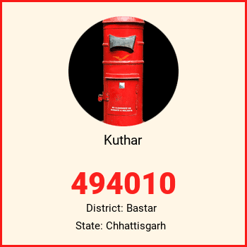 Kuthar pin code, district Bastar in Chhattisgarh