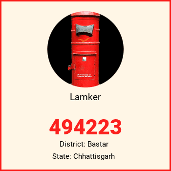 Lamker pin code, district Bastar in Chhattisgarh