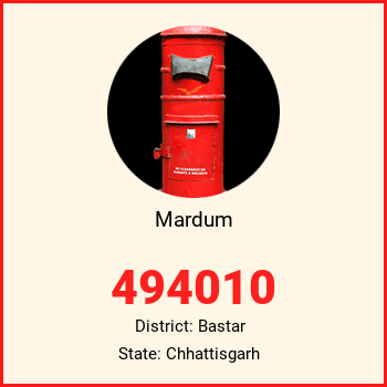 Mardum pin code, district Bastar in Chhattisgarh