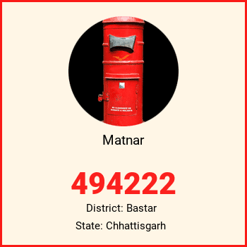 Matnar pin code, district Bastar in Chhattisgarh