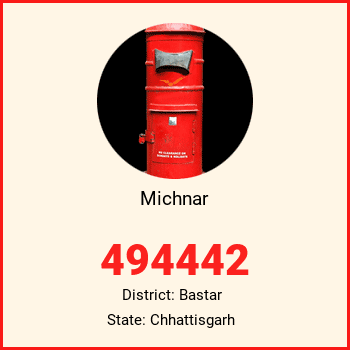 Michnar pin code, district Bastar in Chhattisgarh