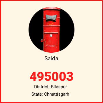 Saida pin code, district Bilaspur in Chhattisgarh
