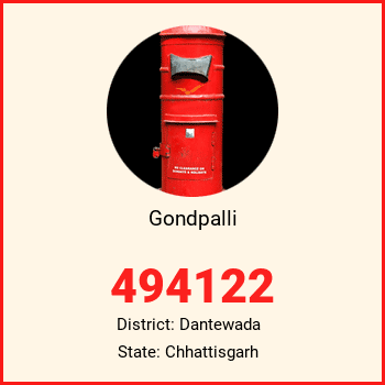 Gondpalli pin code, district Dantewada in Chhattisgarh