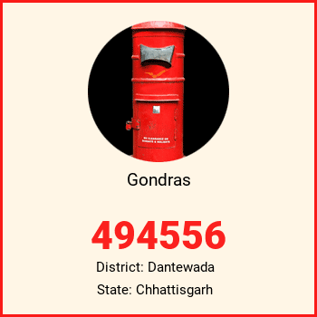 Gondras pin code, district Dantewada in Chhattisgarh