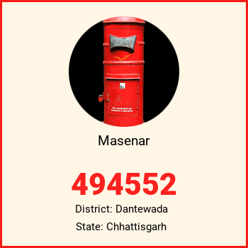Masenar pin code, district Dantewada in Chhattisgarh