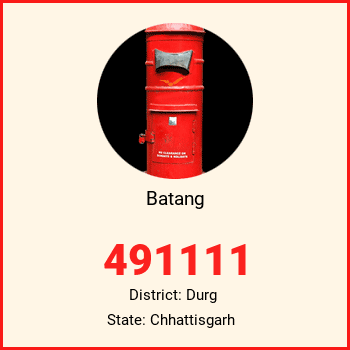 Batang pin code, district Durg in Chhattisgarh