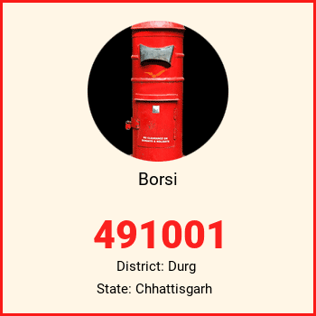 Borsi pin code, district Durg in Chhattisgarh