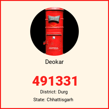 Deokar pin code, district Durg in Chhattisgarh