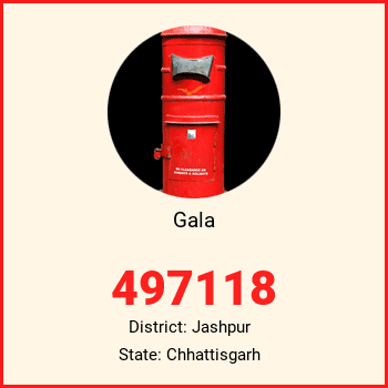 Gala pin code, district Jashpur in Chhattisgarh