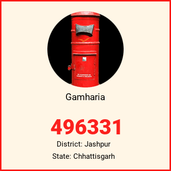 Gamharia pin code, district Jashpur in Chhattisgarh
