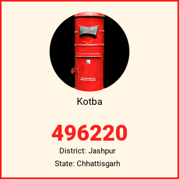 Kotba pin code, district Jashpur in Chhattisgarh