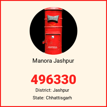 Manora Jashpur pin code, district Jashpur in Chhattisgarh